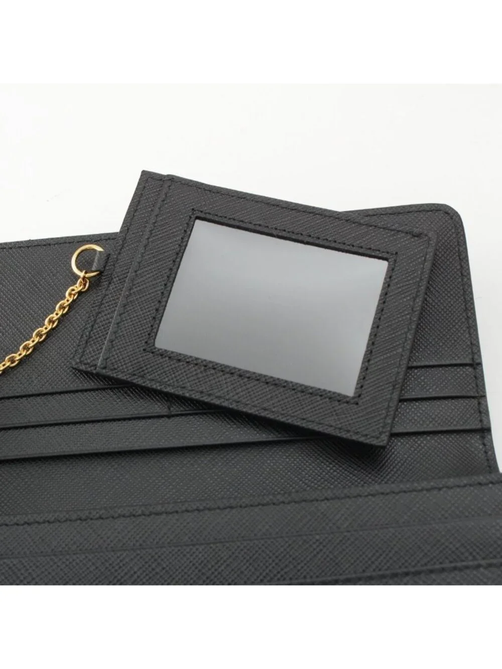 Prada Saffiano Shine Logo Wallet Black
